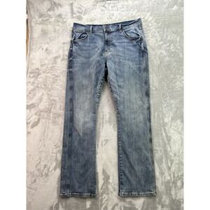 Wrangler Retro Slim Boot Mens Sz 36x36 Blue Western Cowboy Rancher Rodeo Faded